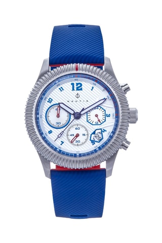 Reloj de cuarzo de caucho Meridian - Cronógrafo - Azul y plateado - Nautis