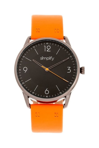 Reloj de cuarzo de piel Simplify Naranja y plateado