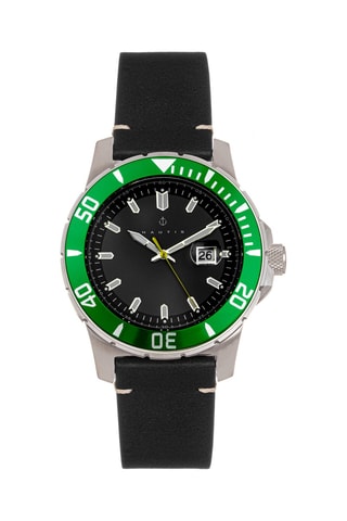 Reloj de cuarzo de piel Diver Pro 200 - Negro y verde