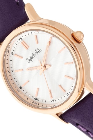 Reloj de cuarzo de piel Berlin - Violeta y rosa dorado