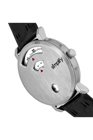 Reloj de cuarzo de piel Negro y plateado