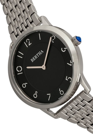 Reloj de cuarzo de acero Abby Plateado y negro