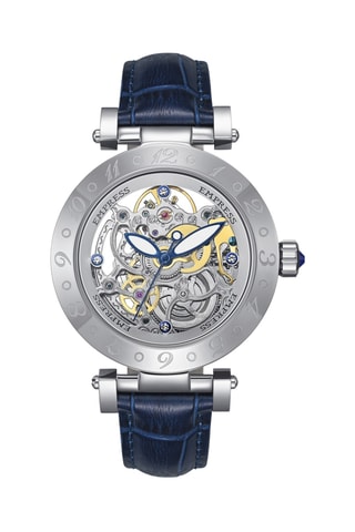 Reloj de cuarzo de piel Théodora - Plateado y azul marino