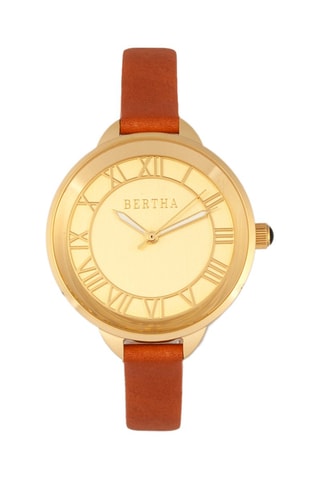 Leren Quartz Horloge Madison Bruin