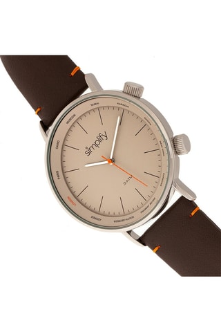 Reloj de cuarzo de piel The 3300 Marrón oscuro y plateado