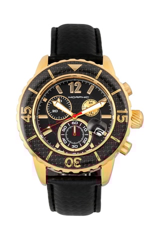 Reloj de cuarzo de piel Cronógrafo - Negro y dorado