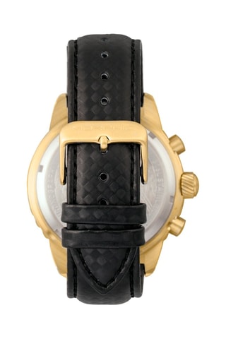 Reloj de cuarzo de piel Cronógrafo - Negro y dorado