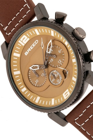 Leren Quartz Horloge Ryker Donkerbruin en Zwart