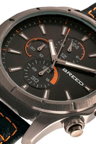 Reloj de cuarzo de piel - Cronógrafo - Negro y gris - Breed