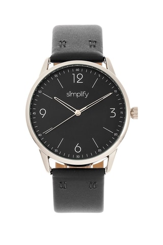 Reloj de cuarzo de piel The 6300 Negro y plateado