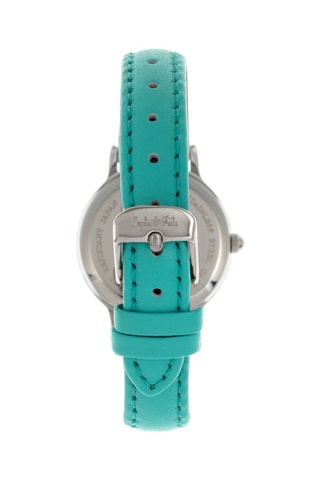 Leren Quartz Horloge Berlin Turquoise en Zilverkleurig