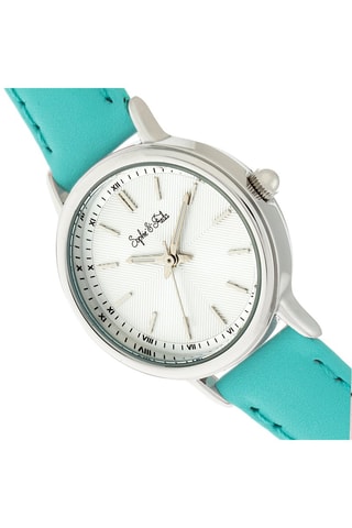 Leren Quartz Horloge Berlin Turquoise en Zilverkleurig