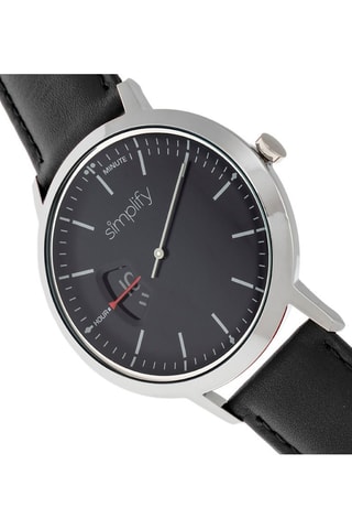 Leren Quartz Horloge The 6500 - Zwart en Zilverkleurig