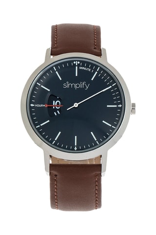 Reloj de cuarzo de piel The 6500 Marrón y plateado