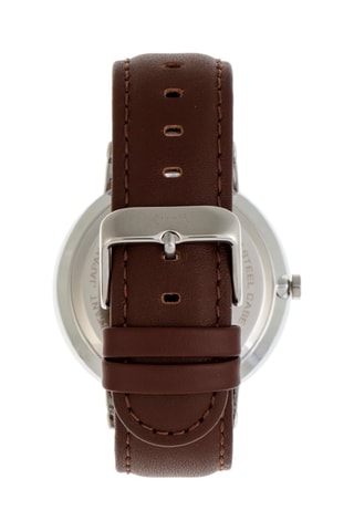 Reloj de cuarzo de piel The 6500 Marrón y plateado