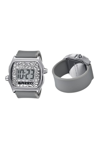 Anillo reloj digital de silicona - Plateado y gris