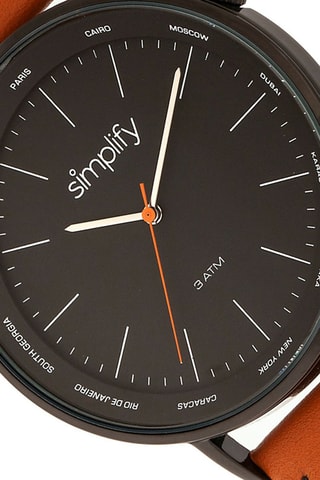 Reloj de cuarzo de piel Simplify The 3300 Naranja y negro