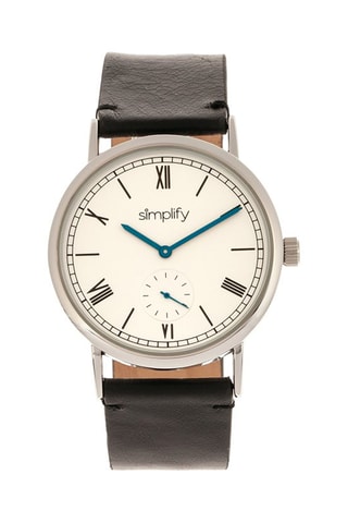 Leren Quartz Horloge The 5100 Zwart en Zilverkleurig