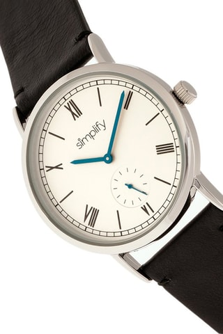 Leren Quartz Horloge The 5100 Zwart en Zilverkleurig