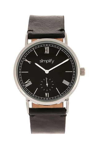 Reloj de cuarzo de piel The 5100 Simplify   Negro y plateado