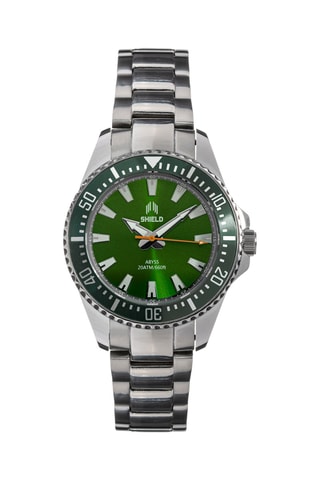 Stalen Quartz Horloge Abyss - Zilverkleurig en Groen