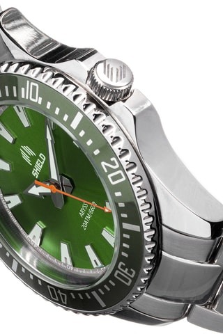 Stalen Quartz Horloge Abyss - Zilverkleurig en Groen