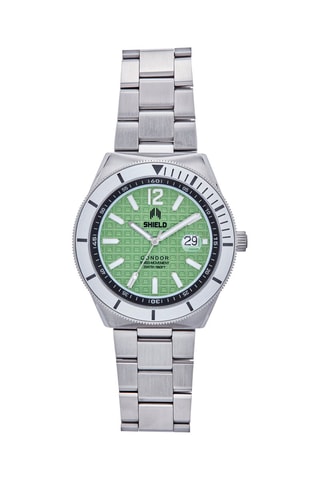 Stalen Quartz Horloge Zilverkleurig en Groen