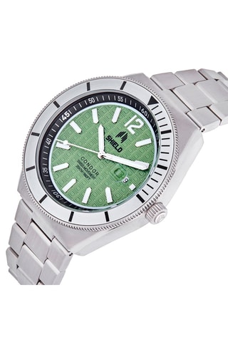 Stalen Quartz Horloge Zilverkleurig en Groen