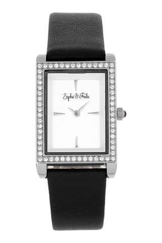 Reloj de cuarzo de piel - Negro y plateado