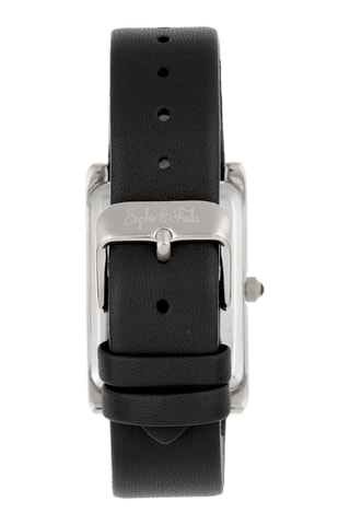 Reloj de cuarzo de piel - Negro y plateado