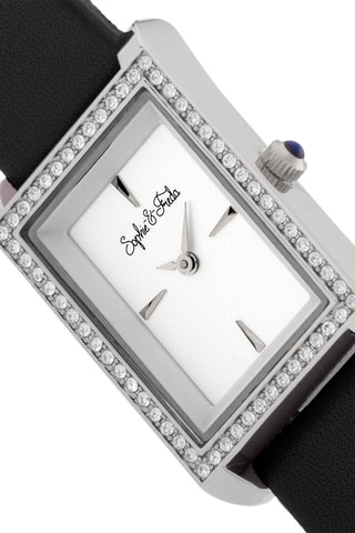 Reloj de cuarzo de piel - Negro y plateado