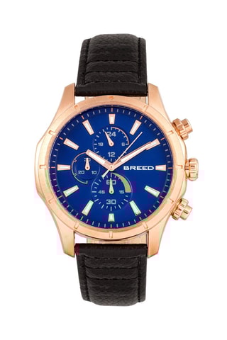 Reloj de cuarzo de piel Lacroix Negro y rosa dorado