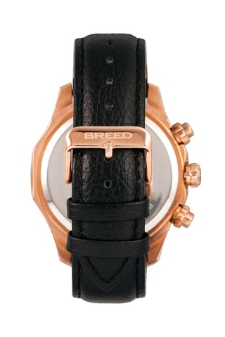 Reloj de cuarzo de piel Lacroix Negro y rosa dorado