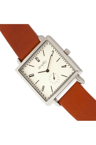 Leren Quartz Horloge The 5000 Bruin en Zilverkleurig