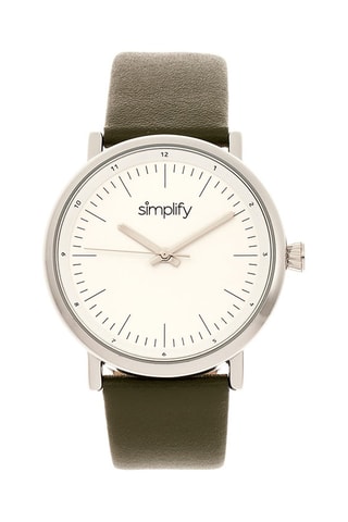 Reloj de cuarzo de piel Simplify The 6200 Caqui y plateado