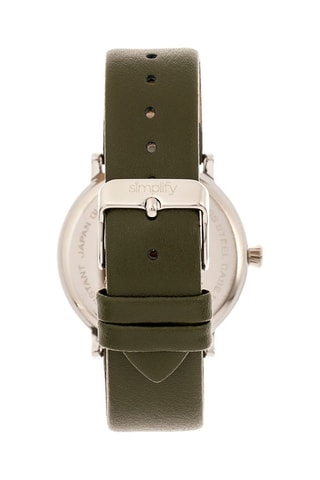 Reloj de cuarzo de piel Simplify The 6200 Caqui y plateado