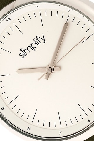 Reloj de cuarzo de piel Simplify The 6200 Caqui y plateado