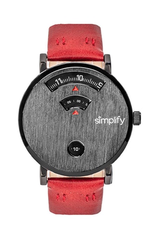 Reloj de cuarzo de piel The 7000 Rojo y negro