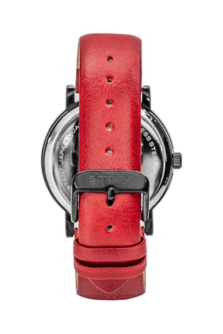 Reloj de cuarzo de piel The 7000 Rojo y negro