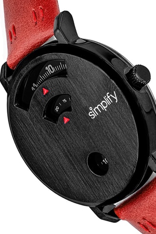 Reloj de cuarzo de piel The 7000 Rojo y negro