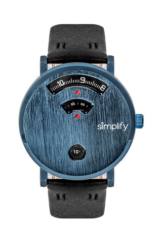 Reloj de cuarzo de piel The 7000 Negro y azul oscuro