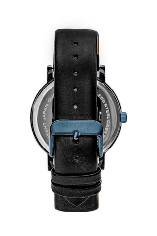 Reloj de cuarzo de piel The 7000 Negro y azul oscuro