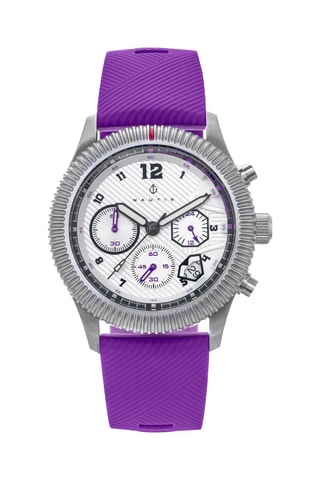 Reloj de cuarzo de caucho Meridian - Cronógrafo - Violeta y plateado - Nautis