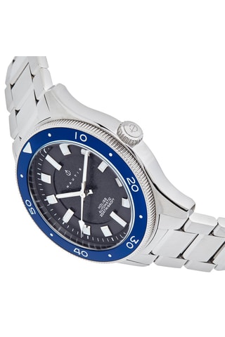 Automatisch Stalen Horloge Zilverkleurig en Blauw - Nautis