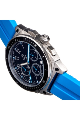 Reloj de cuarzo de caucho - Cronógrafo - Azul y plateado - Shield