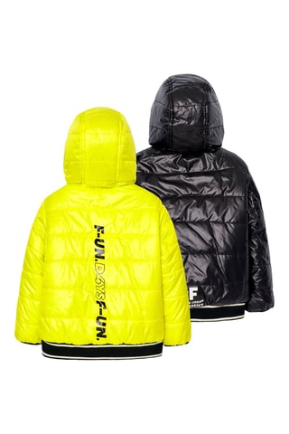 Dubbelzijdige gewatteerde jas met capuchon - Geel en Zwart