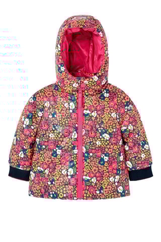 Dubbelzijdige gewatteerde jas met capuchon - Roze en Oranje