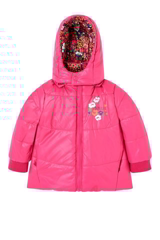 Dubbelzijdige gewatteerde jas met capuchon - Roze en Oranje