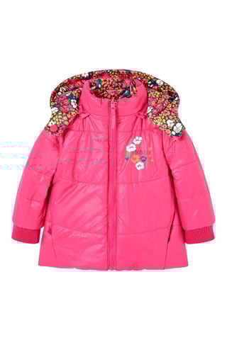 Dubbelzijdige gewatteerde jas met capuchon - Roze en Oranje