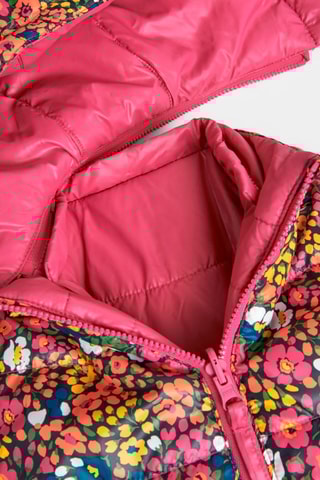 Dubbelzijdige gewatteerde jas met capuchon - Roze en Oranje
